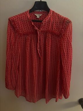 Lucky Brand Red Printed Long-Sleeve Women’s Top